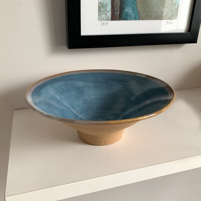 Bol terracotta, glaçure bleue