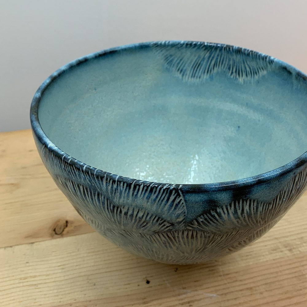 Blue bowl with abstract pattern