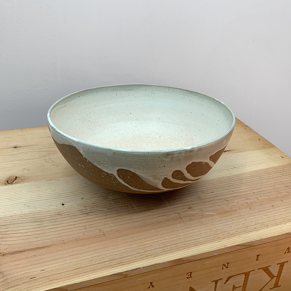 Terracotta bowl with cream glaze drips, La Datcha
