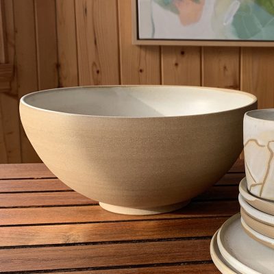 Large bowl with cream glaze